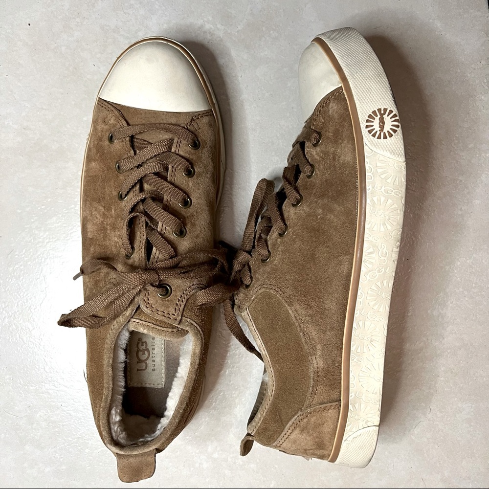 UGG Brown Suede Sneakers with White Soles